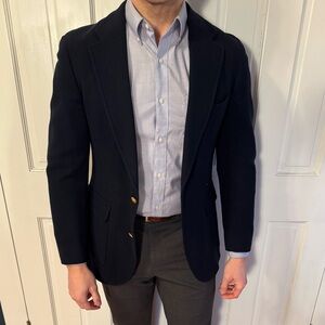 Ralph Lauren University Club Single-Breasted Navy Blazer With Gold Buttons